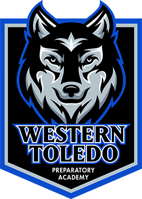 Wolf head logo with "Western Toledo Preparatory Academy" text.