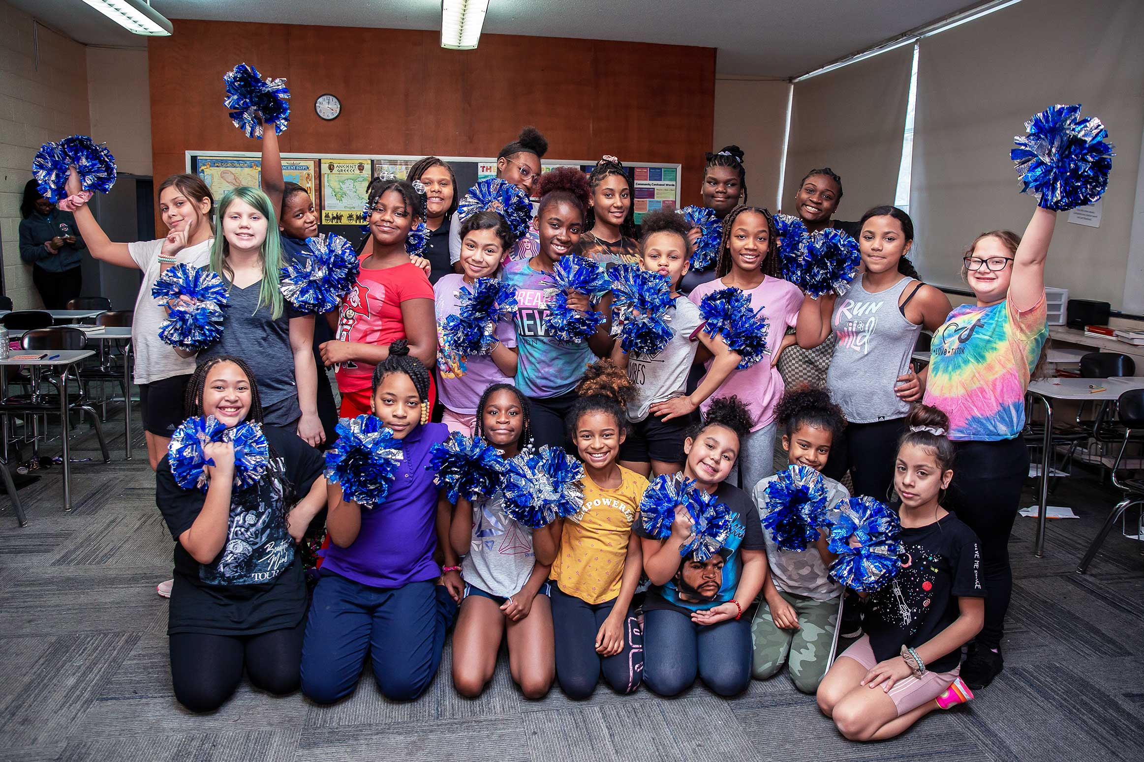 Group of smiling cheerleaders
