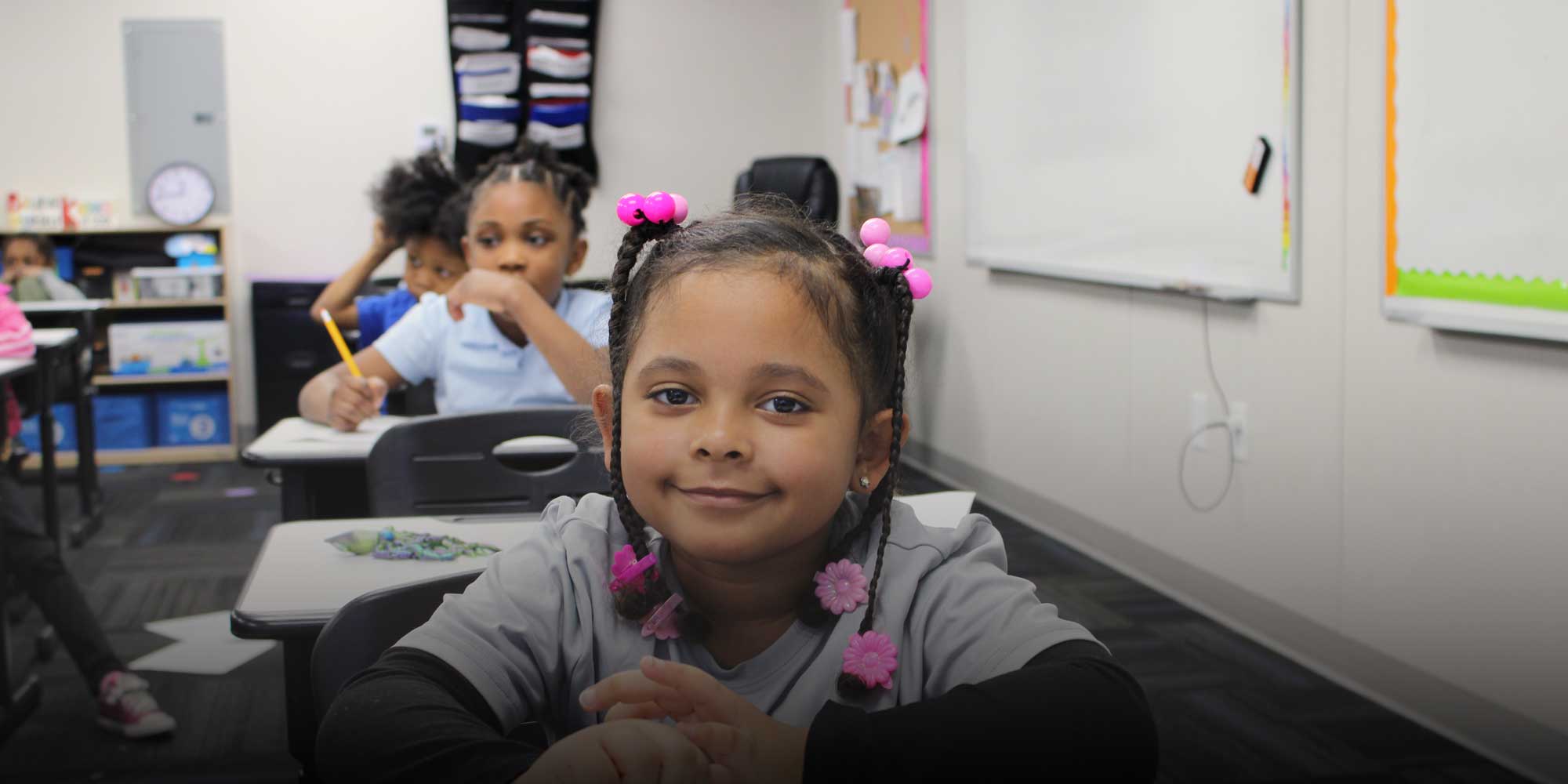 Elementary student sitting at desk
